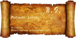 Mateas Ixion névjegykártya